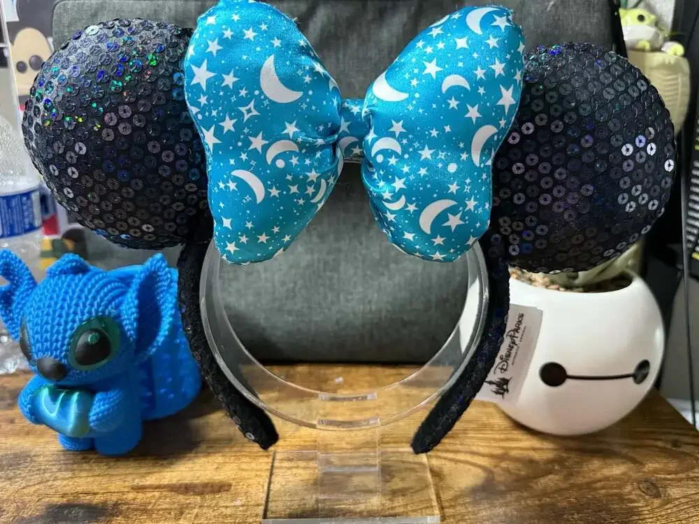 EUC Disney Parks 2017 Ears Headband Moon & Stars Bow w/Sequined Ears